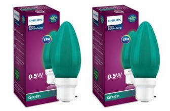 Philips LED Deco Green 0.5W Glass Candle (Pack of 2)