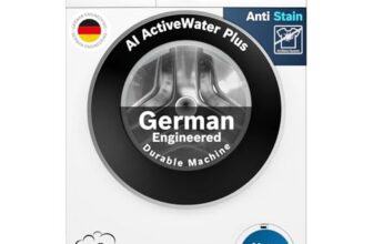 Bosch 9kg 5 Star Anti Stain & AI Active Water Plus Fully Automatic Front Load Washing Machine with Built in Heater (WGA14200IN, Pretreatment & Steam with Anti Bacteria and 5 Star Inverter, White)