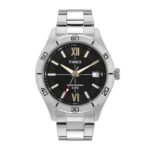 TIMEX Analog Watch for Men with Black Dial & Silver Stainless Steel Bracelet Band – Water Resistant Men’s Wrist Watches -TWEG295SMU06