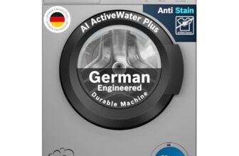 Bosch 8 kg, 5 Star, AI Active Water+, Anti-Tangle, Steam Anti Bacterial, Anti-Wrinkle Fully-Automatic Front Loading Washing Machine (WAJ2826BIN, In-Built Heater, Shiny Silver)