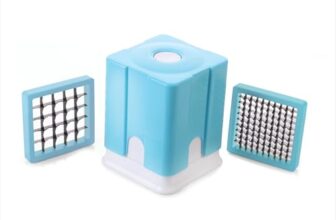 Ganesh Potato Chipser Set – 3-Piece Blue Slicer with 650ml Container Effortless Homemade Chips 2-Pieces Cutting Blades