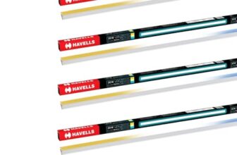 Havells 20W 3 in 1 LED Batten Tubelight|Energy Efficient|Three Color Temperatures(Warm White,Neutral White,Cool White)|Upto 4KV Surge Protection |Made in India | (Triyca)|Pack of 4