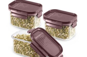 CELLO Modulock Rectangular Kitchen Storage Containers Set of 3, (3 x 450 ml), Burgundy | Food Grade, BPA Free, Air Tight Clip, Stackable |Multipurpose Plastic Storage Container Sets For Home Kitchen