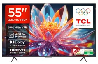 TCL 139 cm (55 inches) 4K Ultra HD Smart QLED Google TV 55T8C