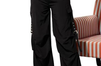 Black Parachute Side Metal Buckle Detail Cargos