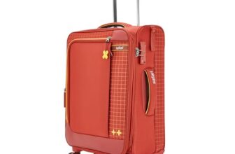 Safari Vantage 8 Wheels 71cm Medium Size Trolley Bag, Soft Luggage, 360 Degree Wheeling Medium Carry-on Luggage, Suitcase for Travel, Trolley Bags for Travel, Red
