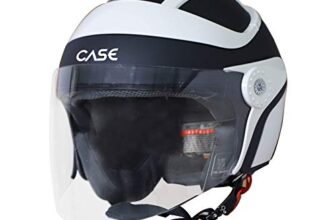 Steelbird SB-29 Case Open Face Helmet Black & Off White , Size: L(57-58 cm)