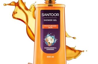 Santoor Moisturizing Shower Gel With Natural Sandalwood & Gardenia Extracts| For Men & Women| Moisturizing Body Wash With Glycerin | Suitable For All Skin Types| No Parabens| No Silicones| 500ml