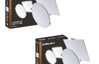Bajaj Polycarbonate Hyperion LED Multi CCT Panel | 5W Round LED Surface Light | Modern Multicolor Lights for Living Room, Bedroom and Hall | White Body (Pack of 2)