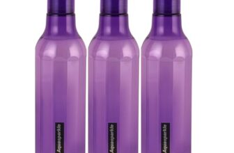 CELLO Aqua Sparkle Bottle Set of 3, 1000ml, Purple | 100% food grade | Leak proof and Break proof | Perfect for staying hydrated at the school, college, work and outdoor adventures Water Bottle