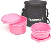 Signoraware Executive Small Lunch Box with Bag, 15cm, Pink