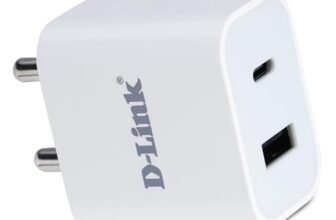 D-Link 20W Dual Port Fast Charger Type-C & USB-A for All Mobiles Phones, Tablets, Power Banks, Smart Watches, Earbuds Etc. Bis Certified, Compact Size & Easy to Carry. – White