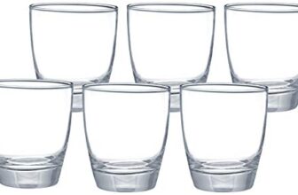 Amazon Brand – Solimo MEA Whisky Glass Set, 380ml, Set of 6, Transparent