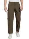 Dennis Lingo Men Olive Cotton Lycra Solid Stretchable Cargo Trousers (DLMCTS24004_OL, Olive, 34)