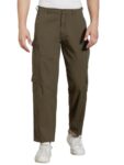 Dennis Lingo Men Olive Cotton Lycra Solid Stretchable Cargo Trousers (DLMCTS24004_OL, Olive, 34)