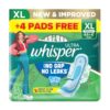 Whisper Ultra Upto No Gap No Leaks Sanitary Pads, 48 Xl Pads, For Heavy Flow Protection, With Curvewear ¢ Technology, Cotton Like Softness, Disposable Wrapper, Locks Odour & Wetness