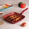 Cello Crown Non Stick Grill Pan Square, Maroon