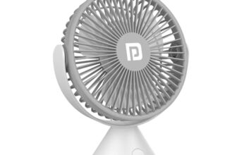 Portronics Aero Breeze Portable Table Fan 178mm, USB Rechargeable Fan, 3 Speed Airflow, Battery Powered Silent Operation, 4 Hours Back Up, 360° Rotatable USB Fan, BLDC Fan for Kitchen,Office,Home