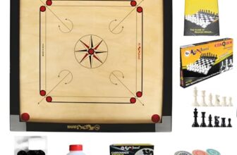 KOXTONS – Carrom Board 32 INCH Full Size with 1.5″ Border & (Super) with STRICKER & Accessories and Vista 11 INCH Chess Conquer Gift Set