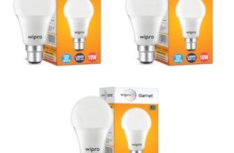 wipro Garnet 10W LED Bulb for Home & Office |Cool Day White (6500K) | B22 Base|220 degree Light coverage |4Kv Surge Protection |400V High Voltage Protection |Energy Efficient | Pack of 3