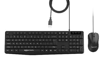 Amazon Basics Wired Keyboard and Mouse Combo l 1200 DPI l for Windows, Mac OS Computer
