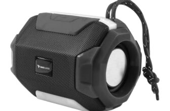 Vaku Luxos® Audilo 10w Wireless Bluetooth Speaker with FM Radio 8Hrs Playtime Micro-SD & USB Support RGB Light Portable Outdoor Speaker for Home, Travel, Parties, HD Stereo Sound– Black