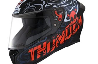 Studds Thunder Full Face Helmet D9 with Clear Visor (Matt Black N2, M)