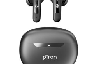 pTron Bassbuds Astra in-Ear TWS Earbuds with Stereo Sound, 34Hrs Playtime, Stereo Calls, Bluetooth V5.3 Headphones with Quick Pairing, Touch Control, Voice Assistant, Type C Charging & IPX4 (Black)