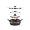 Pigeon By Stovekraft All in One Super Cooker Aluminium with Outer Lid Induction and Gas Stove Compatible 5 Litre Capacity for Healthy Cooking (Black)
