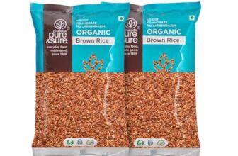 Pure & Sure Organic Brown Rice 2Kg | 100% Naturally Processed & Unpolished Brown Chawal | Rich in Protein & Fiber | Helps to control Diabetes & Blood Pressure| 1Kg each (Pack of 2)