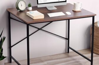 ABOUT SPACE Office Table – Study Table for Students, Adults Work Table for Home – PC, Laptop, Desktop, Gaming, Computer Table with Spacious Tabletop Multipurpose Table (Walnut-L 91 x B 60.5 x H 75cm)