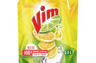 Vim Dishwash Liquid 3.2L | Removes 100+ Odours & Grease in 1 wash | Infused with power of lemons that leaves no residue