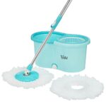 Amazon Brand – Presto! Spin Mop with Plastic Bucket Set, Blue