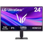 LG 24G411A-B 24-inch Ultragear Full HD (1920 x 1080) IPS Gaming Monitor, 144Hz (O/C), 1ms MBR, NVIDIA G-Sync Compatible, AMD FreeSync, HDR10, HDMI, DisplayPort, Slim Stand, Black