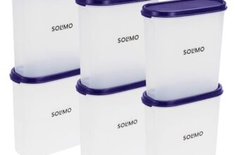 Amazon Brand – Solimo Modular Plastic Storage Containers with Lid | Airtight | BPA-Free | Set of 6 | 1.8 L (Blue)