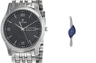 Titan Karishma Quartz Analog with Day and Date Black Dial Silver Stainless Steel Strap Watch for Men – NT1636SM01