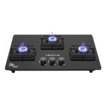 Lifelong 3 Gas Burner Top – 3 Burners Hob Top Gas Stove with Automatic Ignition – Toughened Glass top Gas Stoves for Home & Kitchen – Automatic Gas Stove for Modern/Modular Kitchen (LLHT923)Open,Black