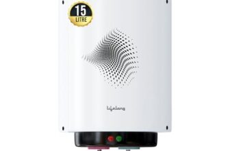Lifelong Water Heater for Home – Water Geyser 15 ltr with 3 Star BEE Rating – 2000W Electric Geyser for Bathroom with Metal Body & Tank -Vertical Wall Mount Hot Water 15 Litre Storage Geyser (LLSWH15)