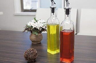 NOBILEA 2 Pcs Glass Oil Dispenser, Vinegar Dispenser, BPA Free, Salad Dressing Cruet Glass Bottle Olive Oil Bottles Dispenser (500 ML Each) (Pack of 2)