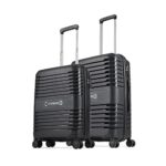 Aristocrat Harbour Set of 2 Trolley Bag 55, 66 cm | Small+Medium | Polypropylene Hard Luggage | Smooth 8-Wheel Suitcase | Combination Lock with Sturdy Zipper | 7-Year Warranty – Unisex (Black)
