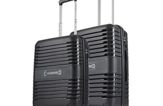 Aristocrat Harbour Set of 2 Trolley Bag 55, 66 cm | Small+Medium | Polypropylene Hard Luggage | Smooth 8-Wheel Suitcase | Combination Lock with Sturdy Zipper | 7-Year Warranty – Unisex (Black)