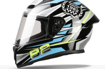 TVS Racing Titan Series Full Face Helmet for Men | Premium Bike Helmets with ABS Shell, UV Paint | Quick Release System | Aerodynamic Design | DOT & ISI Certified (Green/M)