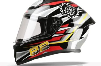 TVS Racing Titan Series Full Face Helmet for Men | Premium Bike Helmets with ABS Shell, UV Paint | Quick Release System | Aerodynamic Design | DOT & ISI Certified (Red, XL)