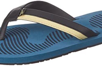 Reebok Men PU Laser Flip PRO SWIM SLIDES BLACK-MATTE GOLD-EVOLVED BLUE UK 7