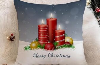 STITCHNEST Merry Christmas Printed Poly Cotton Cushion Cover Pack of 1 (12×12 Inches)