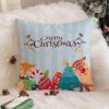 STITCHNEST Merry Christmas Printed Poly Cotton Cushion Cover Pack of 1 (12×12 Inches)