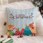 STITCHNEST Merry Christmas Printed Poly Cotton Cushion Cover Pack of 1 (12×12 Inches)