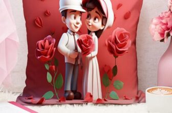 STITCHNEST Gift for Boyfriend Girlfriend Husband Wife Couples Girls Boys Printed Jute Cushion Cover, Set of 1 (16×16 Inches)