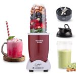Wonderchef Nutri-blend Activ Mixer Grinder Blender, Smoothie Maker, 500W 22000 RPM 100% Full Copper Motor, 2 Unbreakable Jars, SS Blades, 2 Year Warranty, Recipe book by Chef Sanjeev Kapoor, Red