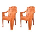 CELLO Hercules Chair Set of 2, Sandalwood | Unbreakable, Durable & Strong |Blended PP Material, Easy to Clean |Plastic Chair for Living Room, Home & Office | 3 Years Warranty – Manufacturing Defects